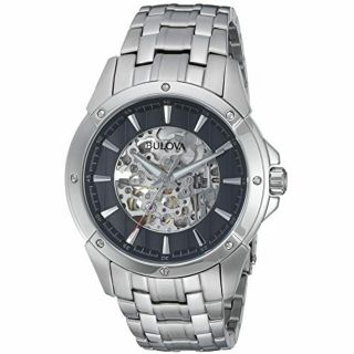 Bulova Automatic Black Dial Stainless Steel Men 