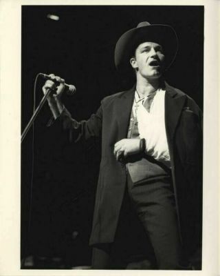 U2 Bono Vintage Concert Tour Cowboy Stetson Hat Arm In Sling Stamped 8x10 Photo