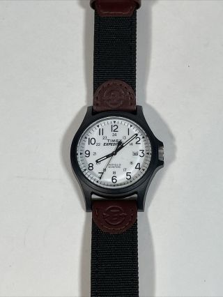 Timex Expedition Indiglo Wr 50m Black Band Brown Leather Accents