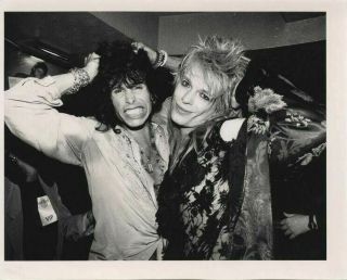 Aerosmith Steven Tyler Michael Monroe Candid 1990 Vintage Stamped Photograph