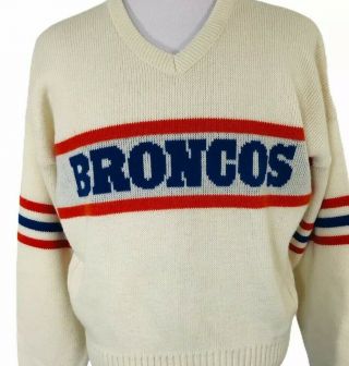 Denver Broncos Wool Sweater Vintage 80s Cliff Engle Colorado Nfl Football Mens L