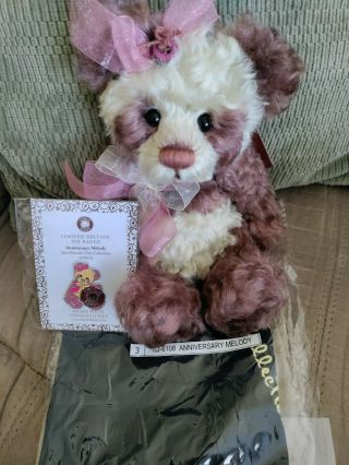 Charlie Bears " Anniversary Melody " Isabelle Lee Mohair Bear W/tags/bag And Pin