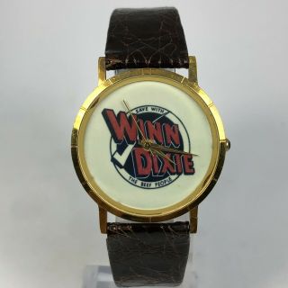 Vintage Unbranded Mens Save The Winn Dixie The Beef People Brown Leather Watch