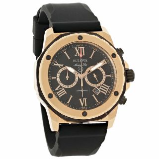 Bulova Marine Star Mens Rose Gold Tone Quartz Chronograph Watch 98b104