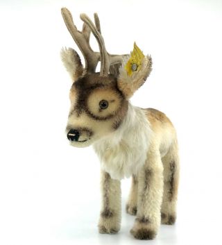 Steiff Renny Reindeer Mohair Plush 22cm 9in Id Button Tag Squeaker 1960s Vintage