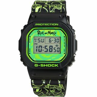 G - Shock By Casio X Rick And Morty Dw5600rm21 - 1 Digital Watch Black Timepiece.