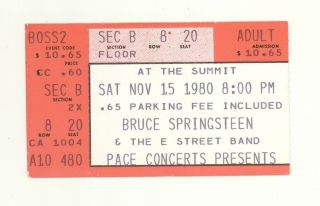 Rare Bruce Springsteen 11/15/80 Houston Tx The Summit River Tour Ticket Stub