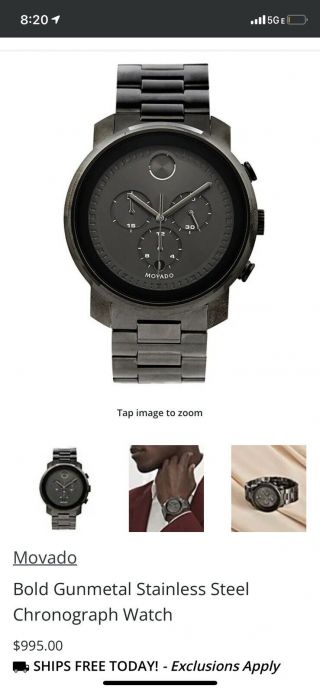 Movado Bold Metals 44mm Gunmetal Grey Stainless Steel Case And Strap,  Men 