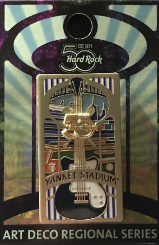 Hard Rock Cafe Yankee Stadium 50th Anniversary Art Deco Pin With Card