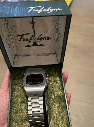 Boxed Trafalgar Vintage Led Digital Mens Quartz Watch For Repair And Parts