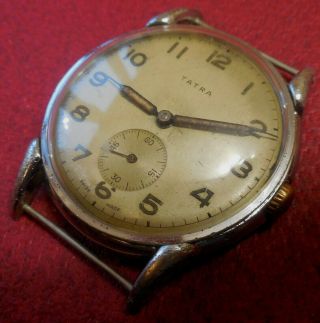 Vintage 1940s Oversized Tatra 15 Jewels Military Swiss Made Running Wristwatch