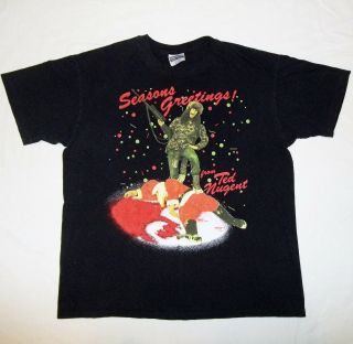 Vintage Ted Nugent 1990 Detroit Concert T Shirt Seasons Greetings Santa Mens Xl