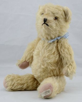 Vintage Ealon Toys England Teddy Bear Golden Mohair Jointed Blush Pink Feet