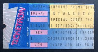 1989 The Cult & Metallica Ticket Stub 6/28/89 Louisville Gardens,  Louisville,  Ky