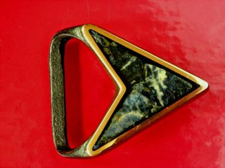 1982 Tech Ether Guild Brass & Inlaid Stone Arrowhead Shape Belt Buckle