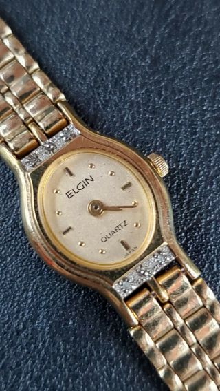Elgin Quartz Gold - Tone Ladies Watch - 2455