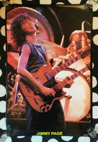 Vintage 1980 Jimmy Page Uk Poster,  In Plastic,  Led Zeppelin