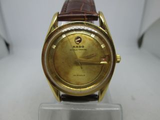 Vintage Rado World Travel Date Goldplated Automatic Mens Watch