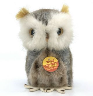 Steiff Wiggi Owl Plush 15cm 6in Id Button Tags 1976 - 87 Vintage Austria