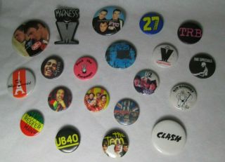 Bob Marley The Clash Jam Etc 20 X Vintage 1980s Pins Buttons Badges Punk Reggae