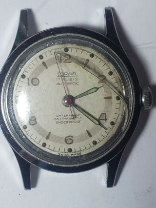 Vintage Sorna 17 Rubis Automatic Military Style Waterproof Swiss Wrist Watch