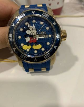 Invicta 48mm Disney Limited Ed Pro Diver Micky Mouse Chrongraph All Blue Watch