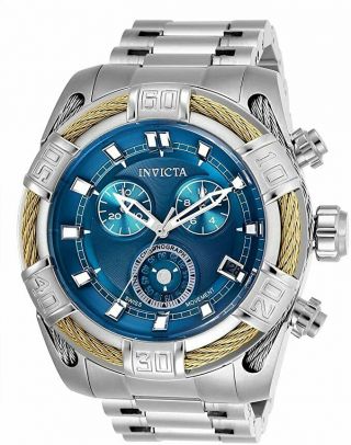 Invicta Bolt Chronograph Blue Dial Stainless Steel 51mm Men 