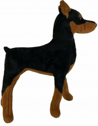 Vintage Doberman Pinscher Dog 22 " Black Brown Soft Plush Stuffed Animal Toy