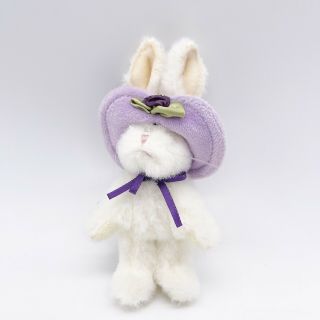 Boyds Bear Mini Ornament Dipsie Bunny White Rabbit Purple Hat Jointed 4” Rare
