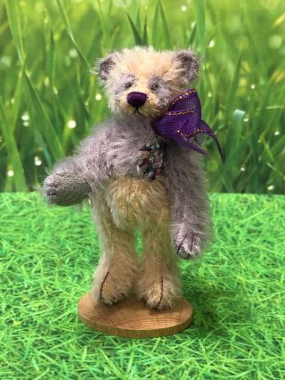 Deb Canham Pink And Purple Panda Jointed Mohair Miniature Bear
