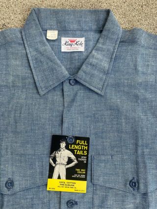 Vintage Denim 1950s 1960s Chambray Deadstock NOS Workwear King Kole Shirt 3