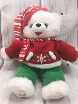 2009 Christmas Bear 20” Holiday Plush White Dandee Walmart Snowflake Large Soft
