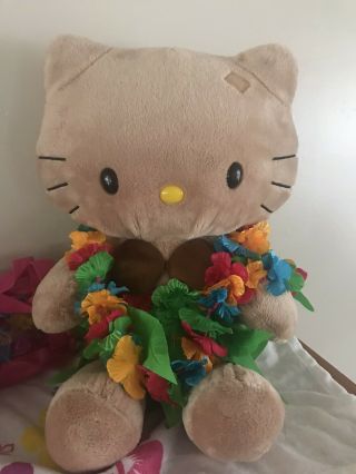 Build A Bear Sunkissed Hello Kitty Plush Tropical Tan Hawaiian Hula Lei Set Babw