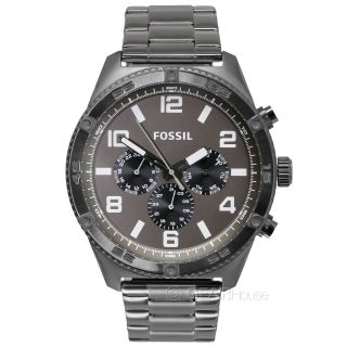 Fossil Brox Mens Large Multifunction Watch,  Gunmetal Gray,  Date,  Steel Link Band