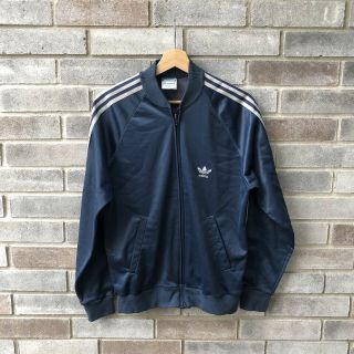 Vintage 80s Adidas Track Jacket Atp Keyrolan Mens Sz M Slate Blue/white Usa Made