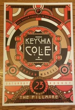 Keyshia Cole Adrian Marcel 8/23/2014 Fillmore Sf Concert Poster 13x19 By Scrojo