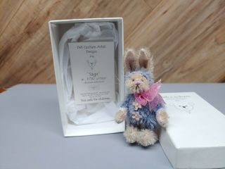 Deb Canham Artist Miniature Bunny Rabbit W/ Box Sage