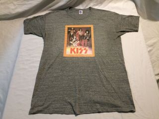 Rare 1970 - 80s Vintage Kiss Heather Gray Shirt Sz Xl Gene Simmons Rock Band Soft