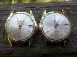 2 Vintage Lucerne Swiss Made One Jewel Calendar Wristwatches