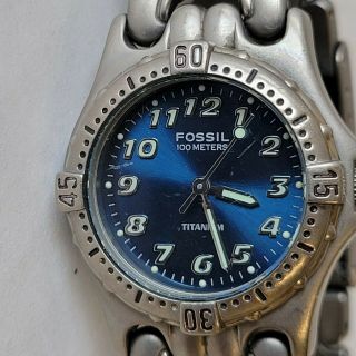 Fossil Blue With Titanium Case Quartz 100 Meter Watch Ti5004