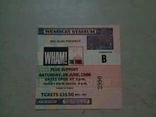 Wham The Final Concert Ticket Stub 28/6/1986 Wembley Stadium
