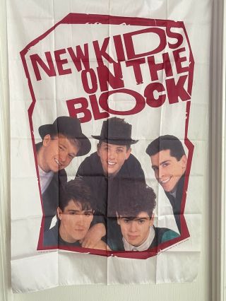Nkotb 1989 Vintage Kids On The Block Banner Poster Wall Flag 29” X 45”