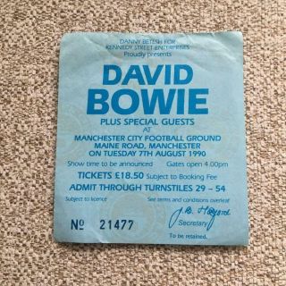 David Bowie Ticket Maine Road Manchester 07/08/90 Sound & Vision Tour 21477