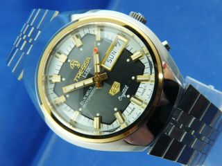 Tressa Lux Crystal Automatic Watch Swiss 1970s Vintage Nos Cal As 5206 Retro