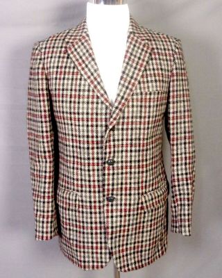 Vintage 50s 60s Alexandre London England Harris Tweed Check Blazer Dual Vent 40r