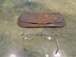 Vintage Rare Antique Cadet Cable Arms Eyeglasses W/ Case Lennon Style