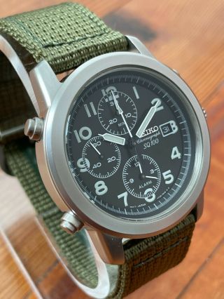 Vintage Seiko Quartz Chronograph Military Watch 7t32 7e10 Like Raf And 7t62 0bz0