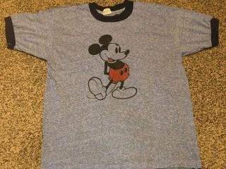 Authentic Vtg 80s Disney Character Fashions Mickey Mouse Ringer T Shirt