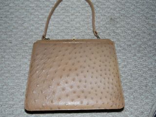 Great Gift Vintage Corbeau Natural Ostrich Purse Hand Bag Near