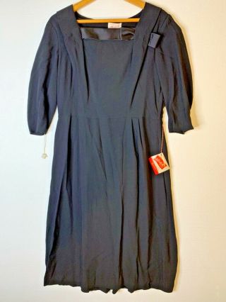 Nos With Tags Vintage 50’s Blakey Fashion Crepe Black Size 20 1/2 Dress